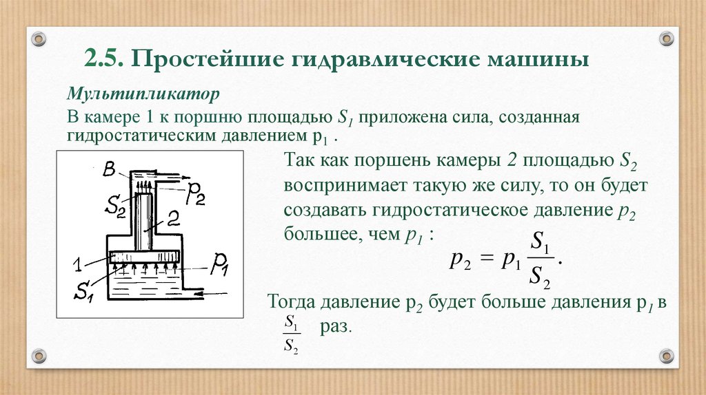 Действие гидравлических машин основано на