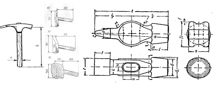 Чертеж молотка с размерами