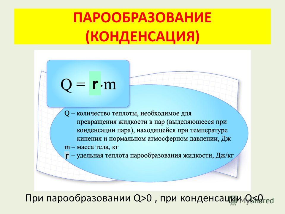 Удельное парообразование пара