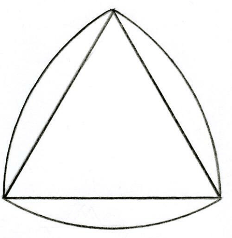 Округло треугольная. Круглый треугольник. Закругленные треугольники. Овальный треугольник. Треугольная круглая фигура.