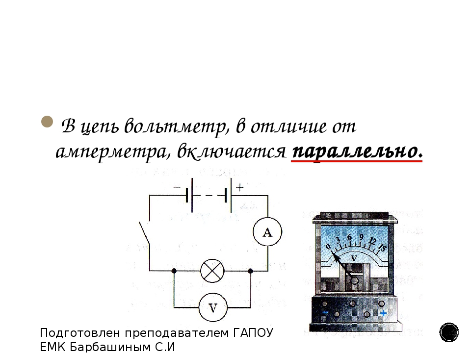 Схема установки вольтметра