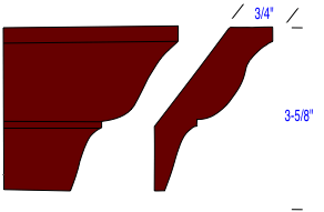 drawing of one-piece ogee and cove crown molding profile