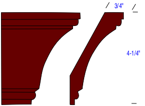 drawing of a beaded crown molding profile