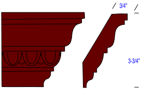 drawing of an egg and dart embossed crown molding profile