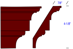 drawing of a one-piece cove and bead crown molding profile
