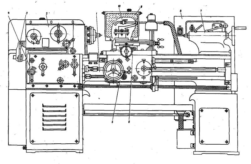 Схема токарно-винторезного станка 1М61
