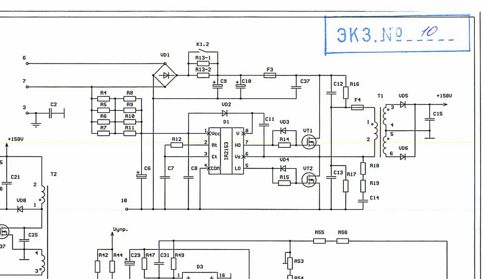 Ir2153 блок питания для шуруповерта схема