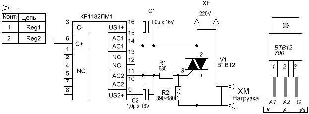 Симисторный регулятор мощности схема на кр1182пм1