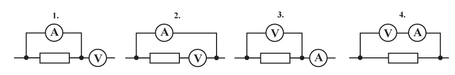 На какой схеме амперметр включен в цепь правильно какой