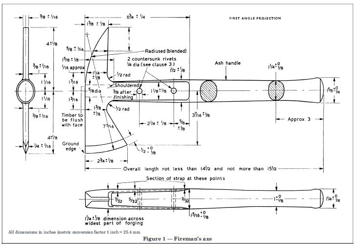 Чертеж пожарного топора