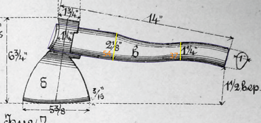 Чертеж рукоятки для топора
