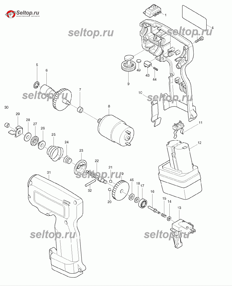 Схема сборки редуктора шуруповерта макита df347d