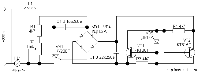 Симисторный регулятор для вентилятора 220в схема